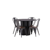OliviaJídelní stůl-Black/BlackVeneer+TempeJídelní židle-tmavě šedá/tmavěhnědáMDF_4