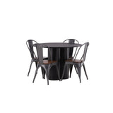 OliviaJídelní stůl-Black/BlackVeneer+TempeJídelní židle-tmavě šedá/tmavěhnědáMDF_4