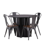 OliviaJídelní stůl-Black/BlackVeneer+TempeJídelní židle-tmavě šedá/tmavěhnědáMDF_4