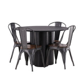 OliviaJídelní stůl-Black/BlackVeneer+TempeJídelní židle-tmavě šedá/tmavěhnědáMDF_4