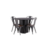 OliviaJídelní stůl-Black/BlackVeneer+TempeJídelní židle-tmavě šedá/tmavěhnědáMDF_4