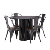 OliviaJídelní stůl-Black/BlackVeneer+TempeJídelní židle-tmavě šedá/tmavěhnědáMDF_4