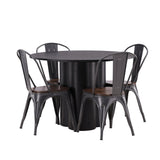 OliviaJídelní stůl-Black/BlackVeneer+TempeJídelní židle-tmavě šedá/tmavěhnědáMDF_4