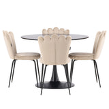 Jídelní stůl Glade – černá / černá MDF + židle Limhamn Light – černá / béžová Velvet _4