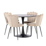 Jídelní stůl Glade – černá / černá MDF + židle Limhamn Light – černá / béžová Velvet _4