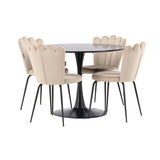 Jídelní stůl Glade – černá / černá MDF + židle Limhamn Light – černá / béžová Velvet _4