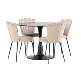 Jídelní stůl Glade – černá / černá MDF + židle Limhamn Light – černá / béžová Velvet _4