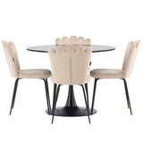 Jídelní stůl Glade – černá / černá MDF + židle Limhamn Light – černá / béžová Velvet _4