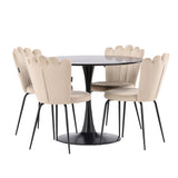 Jídelní stůl Glade – černá / černá MDF + židle Limhamn Light – černá / béžová Velvet _4