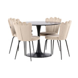 Jídelní stůl Glade – černá / černá MDF + židle Limhamn Light – černá / béžová Velvet _4