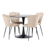 Jídelní stůl Glade – černá / černá MDF + židle Limhamn Light – černá / béžová Velvet _4