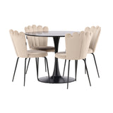 Jídelní stůl Glade – černá / černá MDF + židle Limhamn Light – černá / béžová Velvet _4