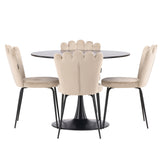 Jídelní stůl Glade – černá / černá MDF + židle Limhamn Light – černá / béžová Velvet _4