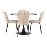 Jídelní stůl Glade – černá / černá MDF + židle Limhamn Light – černá / béžová Velvet _4