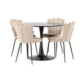 Jídelní stůl Glade – černá / černá MDF + židle Limhamn Light – černá / béžová Velvet _4