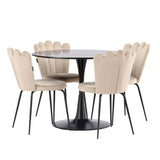 Jídelní stůl Glade – černá / černá MDF + židle Limhamn Light – černá / béžová Velvet _4