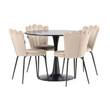 Jídelní stůl Glade – černá / černá MDF + židle Limhamn Light – černá / béžová Velvet _4