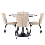 Jídelní stůl Glade – černá / černá MDF + židle Limhamn Light – černá / béžová Velvet _4