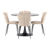 Jídelní stůl Glade – černá / černá MDF + židle Limhamn Light – černá / béžová Velvet _4