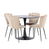 Jídelní stůl Glade – černá / černá MDF + židle Limhamn Light – černá / béžová Velvet _4