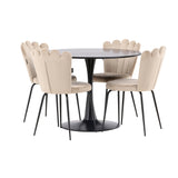 Jídelní stůl Glade – černá / černá MDF + židle Limhamn Light – černá / béžová Velvet _4