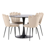 Jídelní stůl Glade – černá / černá MDF + židle Limhamn Light – černá / béžová Velvet _4