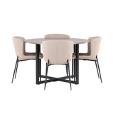 Jídelní stůl Durango - černá / ořechová MDF + jídelní židle Modesto - šedá / kouřová černá Boucle _4