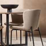 Jídelní stůl Durango - černá / ořechová MDF + jídelní židle Modesto - šedá / kouřová černá Boucle _4