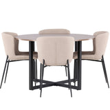 Jídelní stůl Durango - černá / ořechová MDF + jídelní židle Modesto - šedá / kouřová černá Boucle _4