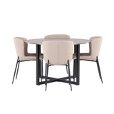 Jídelní stůl Durango - černá / ořechová MDF + jídelní židle Modesto - šedá / kouřová černá Boucle _4