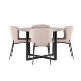 Jídelní stůl Durango - černá / ořechová MDF + jídelní židle Modesto - šedá / kouřová černá Boucle _4