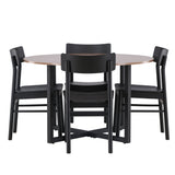 Jídelní stůl Durango – černá / ořechová MDF + jídelní židle Montros – přírodní / přírodní kaučukové dřevo _4