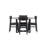 Jídelní stůl Durango – černá / ořechová MDF + jídelní židle Montros – přírodní / přírodní kaučukové dřevo _4