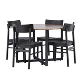 Jídelní stůl Durango – černá / ořechová MDF + jídelní židle Montros – přírodní / přírodní kaučukové dřevo _4