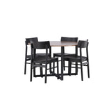 Jídelní stůl Durango – černá / ořechová MDF + jídelní židle Montros – přírodní / přírodní kaučukové dřevo _4