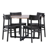 Jídelní stůl Durango – černá / ořechová MDF + jídelní židle Montros – přírodní / přírodní kaučukové dřevo _4