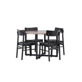 Jídelní stůl Durango – černá / ořechová MDF + jídelní židle Montros – přírodní / přírodní kaučukové dřevo _4