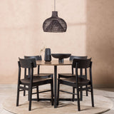 Jídelní stůl Durango – černá / ořechová MDF + jídelní židle Montros – přírodní / přírodní kaučukové dřevo _4