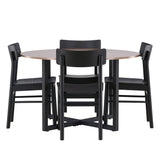 Jídelní stůl Durango – černá / ořechová MDF + jídelní židle Montros – přírodní / přírodní kaučukové dřevo _4