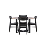 Jídelní stůl Durango – černá / ořechová MDF + jídelní židle Montros – přírodní / přírodní kaučukové dřevo _4