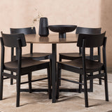 Jídelní stůl Durango – černá / ořechová MDF + jídelní židle Montros – přírodní / přírodní kaučukové dřevo _4