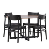 Jídelní stůl Durango – černá / ořechová MDF + jídelní židle Montros – přírodní / přírodní kaučukové dřevo _4