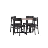 Jídelní stůl Durango – černá / ořechová MDF + jídelní židle Montros – přírodní / přírodní kaučukové dřevo _4