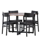 Jídelní stůl Durango – černá / ořechová MDF + jídelní židle Montros – přírodní / přírodní kaučukové dřevo _4