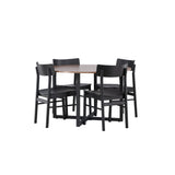 Jídelní stůl Durango – černá / ořechová MDF + jídelní židle Montros – přírodní / přírodní kaučukové dřevo _4