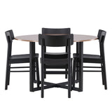 Jídelní stůl Durango – černá / ořechová MDF + jídelní židle Montros – přírodní / přírodní kaučukové dřevo _4