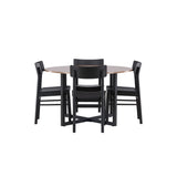 Jídelní stůl Durango – černá / ořechová MDF + jídelní židle Montros – přírodní / přírodní kaučukové dřevo _4