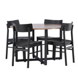 Jídelní stůl Durango – černá / ořechová MDF + jídelní židle Montros – přírodní / přírodní kaučukové dřevo _4