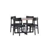 Jídelní stůl Durango – černá / ořechová MDF + jídelní židle Montros – přírodní / přírodní kaučukové dřevo _4