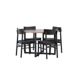 Jídelní stůl Durango – černá / ořechová MDF + jídelní židle Montros – přírodní / přírodní kaučukové dřevo _4